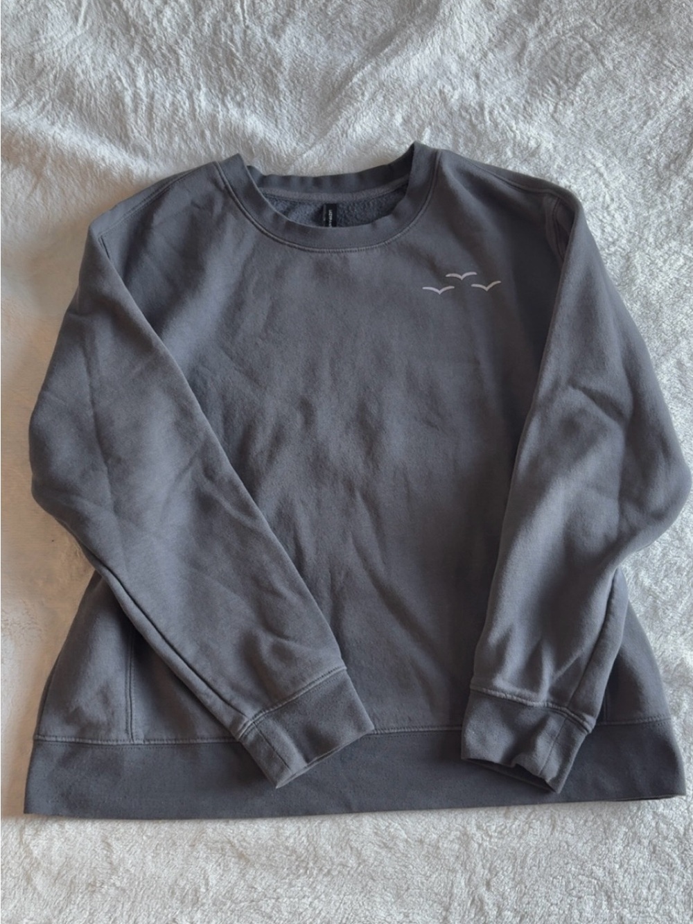 lazy pants gray crewneck with bird logo